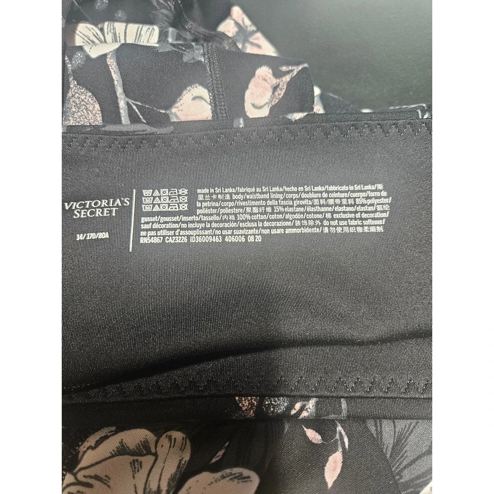 Victoria's Secret Womens High Waist Floral Pocket Leggings Black Pink Size 14